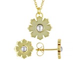 Gold and Silver Tone Flower Earring and Pendant With 18" Chain