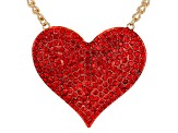 Red Crystal Gold Tone Heart Shape Necklace