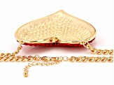 Red Crystal Gold Tone Heart Shape Necklace