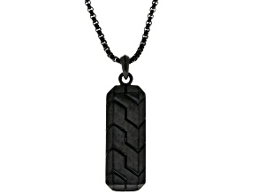 Black Stainless Steel Unisex Dog Tag Pendant With 24" Chain