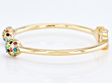 Multi-Color Crystal Gold Tone Cuff Bracelet