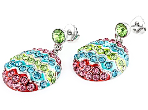 Multi- Color Crystal Silver Tone Easter Egg Earrings - OPW367 | JTV
