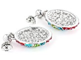 Multi- Color Crystal Silver Tone Easter Egg Earrings