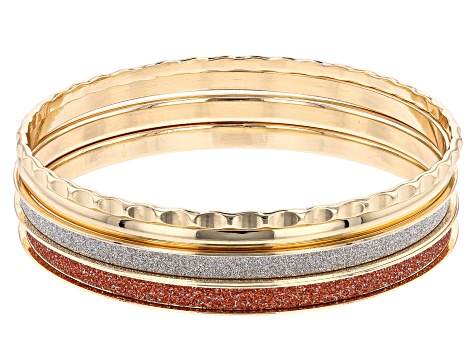 Gold Tone Set of 4 Bangle Bracelets