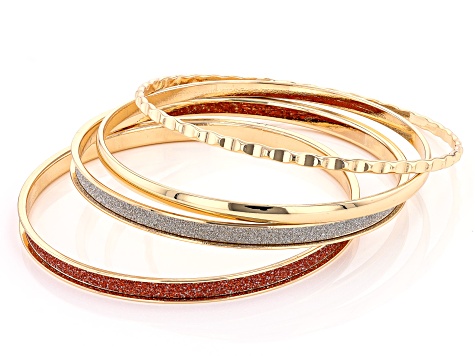 Gold Tone Set of 4 Bangle Bracelets