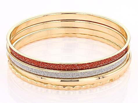 Gold Tone Set of 4 Bangle Bracelets