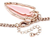 Pink Resin and Multi Color Bead Rose Gold Tone Leaf Necklace