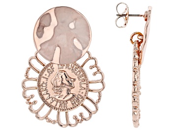 Picture of Rose Tone Coin Dangle Earrings