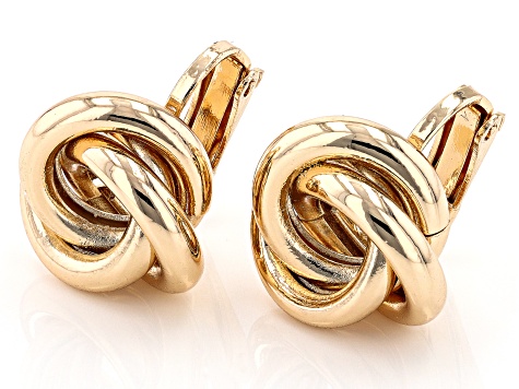 Gold Tone Knot Clip-On Earrings