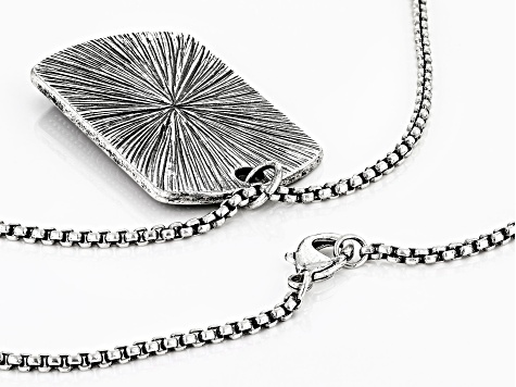 Silver Tone Winged Grenade Dog Tag Pendant With 24" Chain