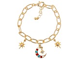 Multi-Color Crystal Gold Tone Celestial Moon Bracelet