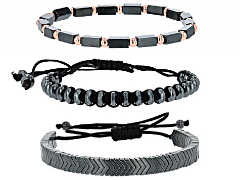 Two-Tone Black & Rose Set of 3 Bracelets - OPW418 | JTV.com