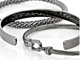 Gun Metal Tone Set of 3 Bracelets