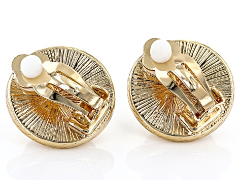 White Pearl Simulant Gold Tone Clip-On Earrings