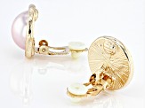 Pink Pearl Simulant Gold Tone Clip-On Earrings