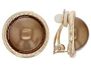Mocha Pearl Simulant Gold Tone Clip-On Earrings