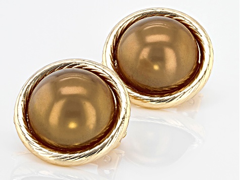 Mocha Pearl Simulant Gold Tone Clip-On Earrings