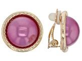 Lilac Pearl Simulant Gold Tone Clip-On Earrings