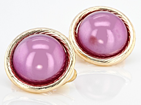 Lilac Pearl Simulant Gold Tone Clip-On Earrings
