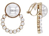 White Pearl Simulant Gold Tone Clip-On Earrings