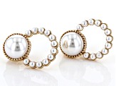 White Pearl Simulant Gold Tone Clip-On Earrings