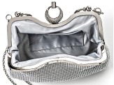 White Crystal Silver Tone Clutch Purse