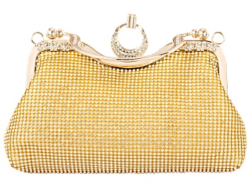 Picture of White Crystal Gold Tone Clutch Purse