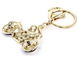 White Crystal Gold Tone Blue Motorcycle Key Chain