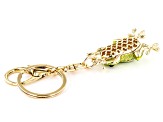 Green & Black Crystal Gold Tone Gecko Key Chain