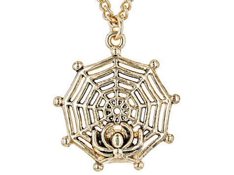 Gold Tone Spider Web Necklace