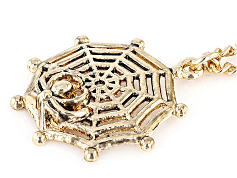 Gold Tone Spider Web Necklace