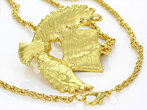 Multi-Color Enamel Gold Tone Patriotic Eagle Pendant With 24" Chain