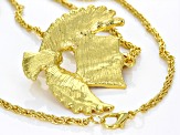 Multi-Color Enamel Gold Tone Patriotic Eagle Pendant With 24" Chain