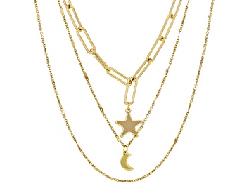Picture of Gold Tone Paperclip Celestial Multi-Strand Necklace