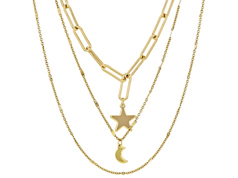 Gold Tone Paperclip Celestial Multi-Strand Necklace - OPW448 | JTV.com