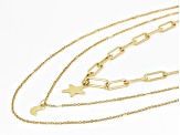 Gold Tone Paperclip Celestial Multi-Strand Necklace