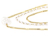 White Pearl Simulant & Gold Tone Chain Set of 3 Necklaces