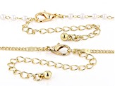 White Pearl Simulant & Gold Tone Chain Set of 3 Necklaces