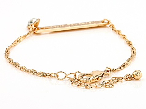 White Crystal Gold Tone Grandma Bracelet