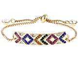 Multi-Color Crystal Gold Tone Adjustable 6.25"-9"L Bracelet