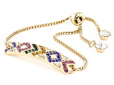 Multi-Color Crystal Gold Tone Adjustable 6.25"-9"L Bracelet