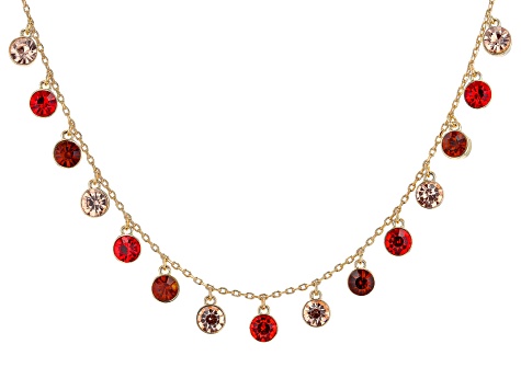 Multi-Color Crystal Gold Tone "Colors of Fall" Station Necklace