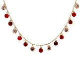 Multi-Color Crystal Gold Tone "Colors of Fall" Station Necklace