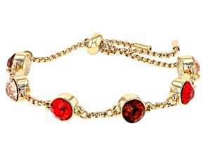 Multi-Color Crystal Gold Tone "Colors of Fall" Station Bracelet