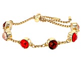 Multi-Color Crystal Gold Tone "Colors of Fall" Station Bracelet
