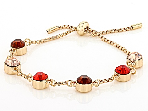 Multi-Color Crystal Gold Tone "Colors of Fall" Station Bracelet