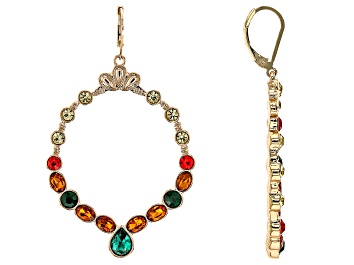Picture of Multi-Color Crystal Gold Tone "Colors of Fall" Chandelier Earrings