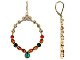 Multi-Color Crystal Gold Tone "Colors of Fall" Chandelier Earrings