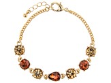 Champagne & Mocha Crystal Gold Tone Bracelet