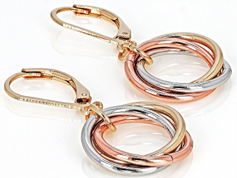 Tri-Tone Infinity Dangle Earrings